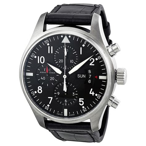 iwc on croco black|IWC Pilot Chronograph Automatic Black Dial Men's Watch .